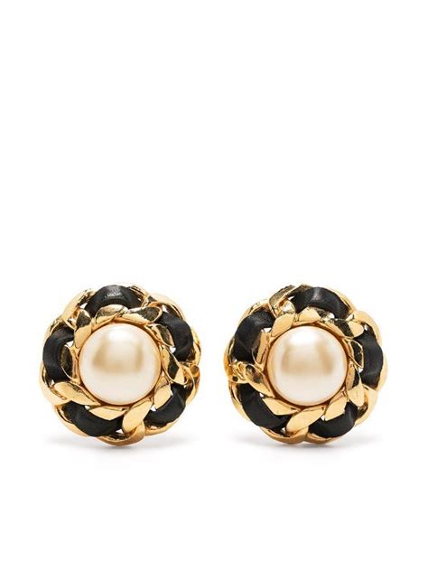 chanel clip on pearl earrings|pre owned chanel earrings.